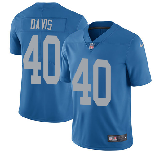 2019 Men Detroit Lions #40 Davis Blue Nike Vapor Untouchable Limited NFL Jersey